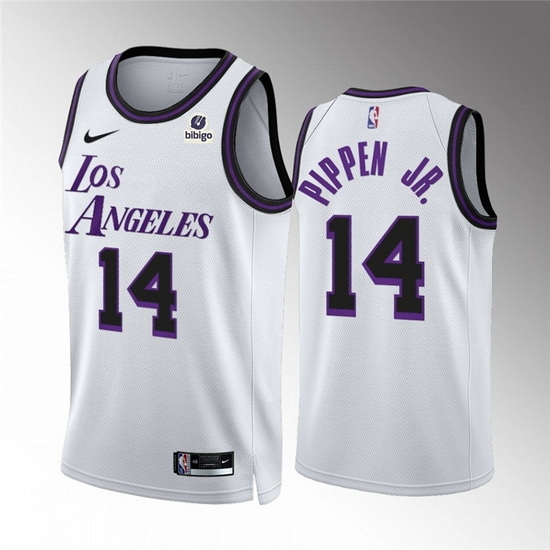 Men Los Angeles Lakers 14 Scottie Pippen Jr White City Edition Stitched Basketball Jersey Men Los Angeles Lakers 14 Scottie Pippen Jr White City Edition Stitched Basketball Jersey