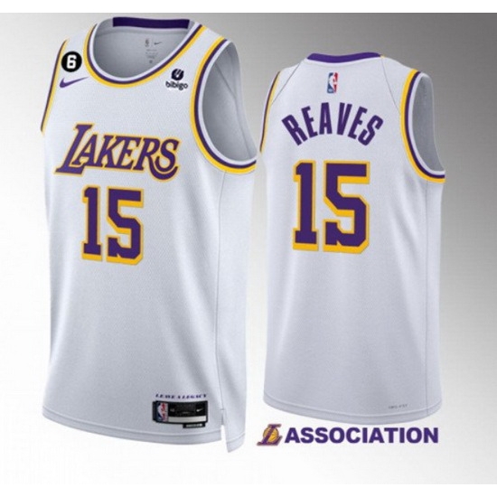 Men Los Angeles Lakers 15 Austin Reaves White Association Edition With NO 6 Patch Stitched Basketball Jersey Men Los Angeles Lakers 15 Austin Reaves White Association Edition With NO 6 Patch Stitched Basketball Jersey