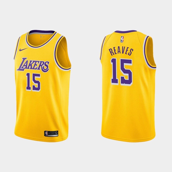 Men Los Angeles Lakers 15 Austin Reaves Yellow Stitched Jersey Men Los Angeles Lakers 15 Austin Reaves Yellow Stitched Jersey