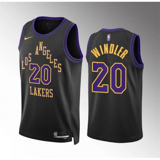 Men Los Angeles Lakers 20 Dylan Windler Black 2023 24 City Edition Stitched Basketball Jersey Men Los Angeles Lakers 20 Dylan Windler Black 2023 24 City Edition Stitched Basketball Jersey