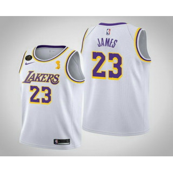 Men Los Angeles Lakers 23 LeBron James 2020 NBA Finals Champions Association White Jersey Men Los Angeles Lakers 23 LeBron James 2020 NBA Finals Champions Association White Jersey