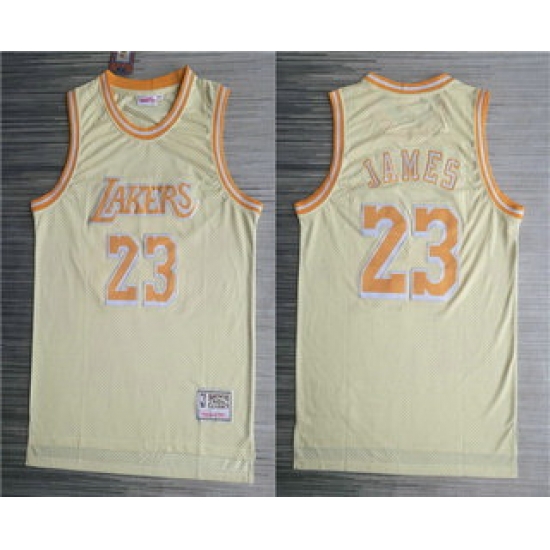 Men Los Angeles Lakers 23 LeBron James Gold Hardwood Classics Soul Throwback Limited Jersey Men Los Angeles Lakers 23 LeBron James Gold Hardwood Classics Soul Throwback Limited Jersey