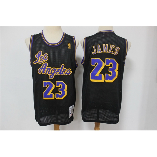 Men Los Angeles Lakers 23 Lebron James Black Mesh Hardwood Classics Jersey Men Los Angeles Lakers 23 Lebron James Black Mesh Hardwood Classics Jersey