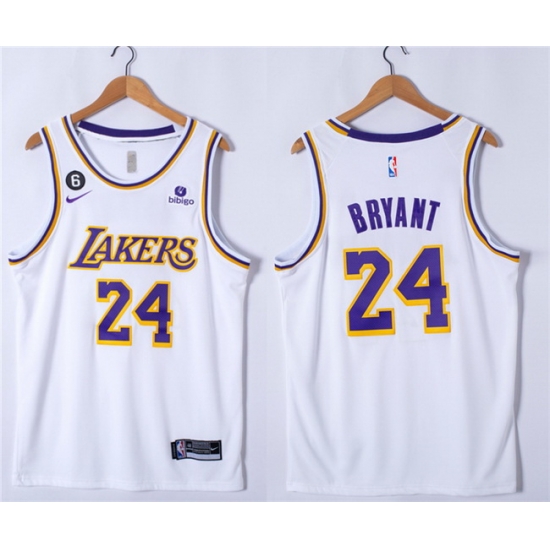 Men Los Angeles Lakers 24 Kobe Bryant White With NO 6 Patch Stitched Basketball Jersey Men Los Angeles Lakers 24 Kobe Bryant White With NO 6 Patch Stitched Basketball Jersey