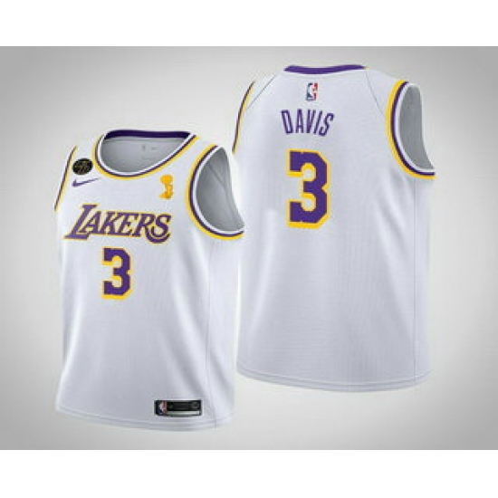 Men Los Angeles Lakers 3 Anthony Davis 2020 NBA Finals Champions Association White Jersey Men Los Angeles Lakers 3 Anthony Davis 2020 NBA Finals Champions Association White Jersey