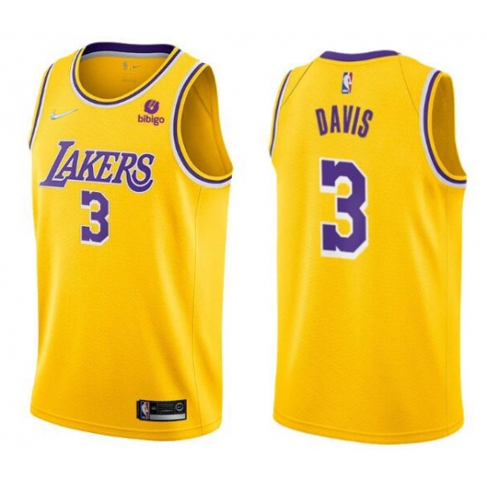 Men Los Angeles Lakers 3 Anthony Davis Bibigo Yellow Stitched Basketball Jersey Men Los Angeles Lakers 3 Anthony Davis Bibigo Yellow Stitched Basketball Jersey