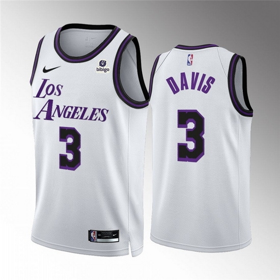 Men Los Angeles Lakers 3 Anthony Davis White City Edition Stitched Basketball Jersey Men Los Angeles Lakers 3 Anthony Davis White City Edition Stitched Basketball Jersey