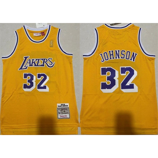Men Los Angeles Lakers 32 Magic Johnson Yellow Throwback Basketball Jersey Men Los Angeles Lakers 32 Magic Johnson Yellow Throwback Basketball Jersey