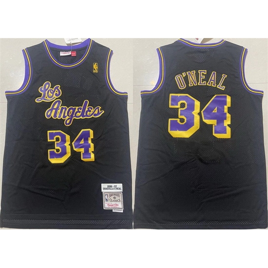 Men Los Angeles Lakers 34 Shaquille O 27Neal Black 1997 98 Black Throwback Basketball Jersey Men Los Angeles Lakers 34 Shaquille O 27Neal Black 1997 98 Black Throwback Basketball Jersey
