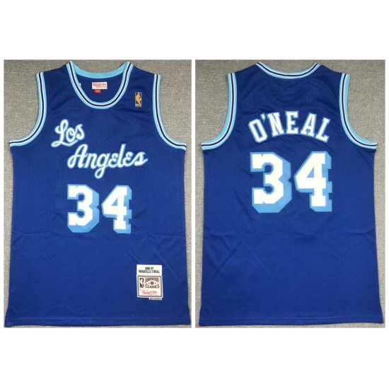 Men Los Angeles Lakers 34 Shaquille O 27Neal Blue 1996 97 Hardwood Classics Mesh Jersey Men Los Angeles Lakers 34 Shaquille O 27Neal Blue 1996 97 Hardwood Classics Mesh Jersey