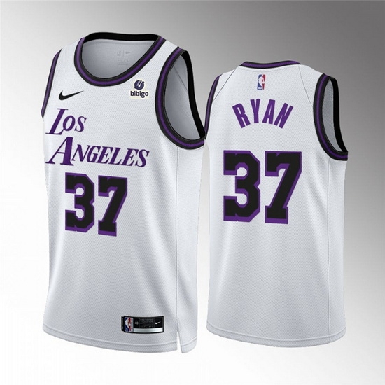 Men Los Angeles Lakers 37 Matt Ryan White City Edition Stitched Basketball Jersey Men Los Angeles Lakers 37 Matt Ryan White City Edition Stitched Basketball Jersey