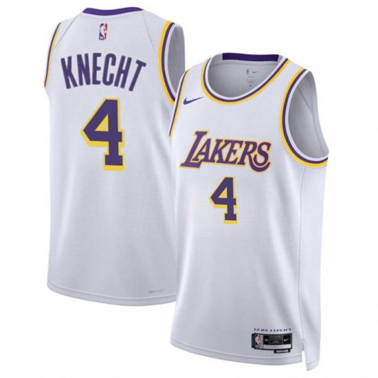 Men Los Angeles Lakers 4 Dalton Knecht White 2024 Draft Association Edition Stitched Basketball Jersey Men Los Angeles Lakers 4 Dalton Knecht White 2024 Draft Association Edition Stitched Basketball Jersey