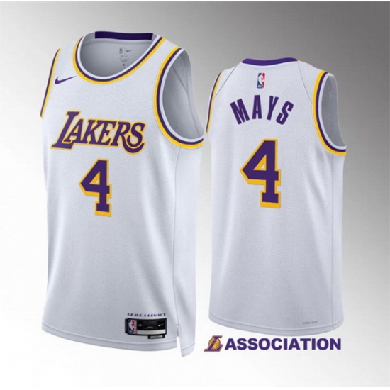 Men Los Angeles Lakers 4 Skylar Mays White Association Edition Stitched Basketball Jersey Men Los Angeles Lakers 4 Skylar Mays White Association Edition Stitched Basketball Jersey