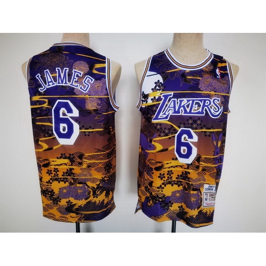 Men Los Angeles Lakers 6 LeBron James Purple Throwback Basketball Jersey Men Los Angeles Lakers 6 LeBron James Purple Throwback Basketball Jersey