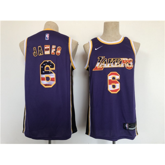 Men Los Angeles Lakers 6 LeBron James Purple USA Flag Stitched Basketball Jersey Men Los Angeles Lakers 6 LeBron James Purple USA Flag Stitched Basketball Jersey