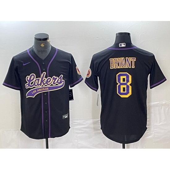 Men Los Angeles Lakers 8 Kobe Bryant Black Cool Base Stitched Baseball Jersey 4 Men Los Angeles Lakers 8 Kobe Bryant Black Cool Base Stitched Baseball Jersey 4