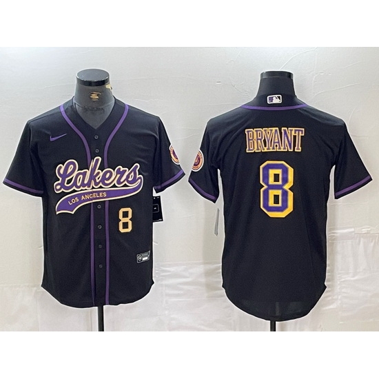 Men Los Angeles Lakers 8 Kobe Bryant Black Cool Base Stitched Baseball Jerseys 6 Men Los Angeles Lakers 8 Kobe Bryant Black Cool Base Stitched Baseball Jerseys 6