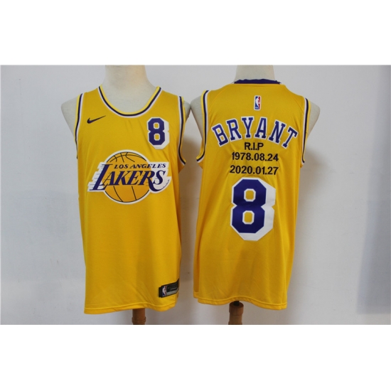 Men Los Angeles Lakers 8 Kobe Bryant Yellow Nike R.I.P Swingman Fas Men Los Angeles Lakers 8 Kobe Bryant Yellow Nike R.I.P Swingman Fas