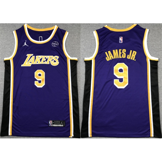Men Los Angeles Lakers 9 Bronny James Jr Purple Stitched Basketball JerseyS Men Los Angeles Lakers 9 Bronny James Jr Purple Stitched Basketball JerseyS