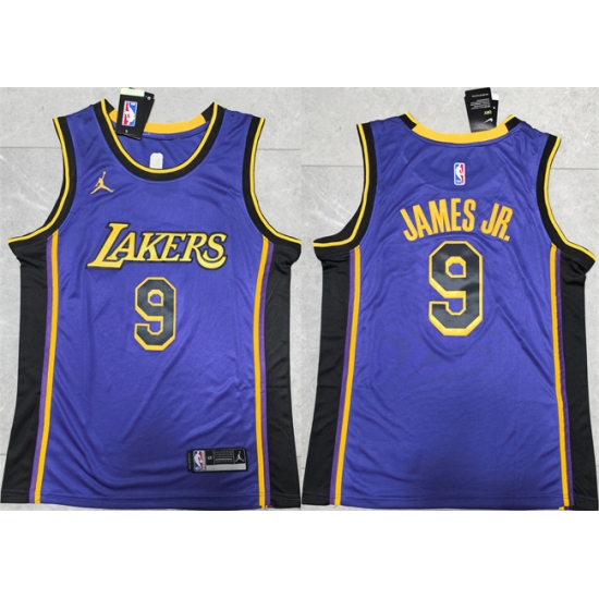 Men Los Angeles Lakers 9 Bronny James Jr Purple Stitched Basketball Jersey Men Los Angeles Lakers 9 Bronny James Jr Purple Stitched Basketball Jersey