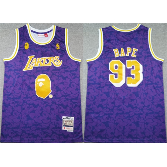 Men Los Angeles Lakers 93 Bape Purple 1996 97 Stitched NBA Jersey Men Los Angeles Lakers 93 Bape Purple 1996 97 Stitched NBA Jersey