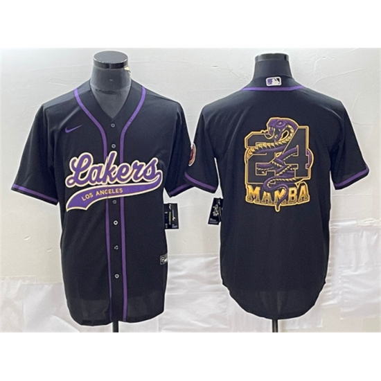 Men Los Angeles Lakers Black 24 Mamba Big Logo Cool Base Stitched Baseball Jersey Men Los Angeles Lakers Black 24 Mamba Big Logo Cool Base Stitched Baseball Jersey