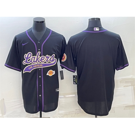 Men Los Angeles Lakers Blank Black With Patch Cool Base Stitched Baseball Jersey Men Los Angeles Lakers Blank Black With Patch Cool Base Stitched Baseball Jersey