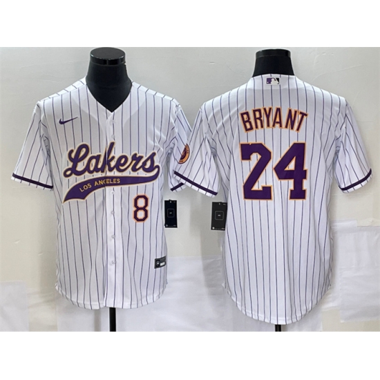 Men Los Angeles Lakers Front 8 Back 24 Kobe Bryant White Cool Base With Patch Stitched Baseball Jersey Men Los Angeles Lakers Front 8 Back 24 Kobe Bryant White Cool Base With Patch Stitched Baseball Jersey