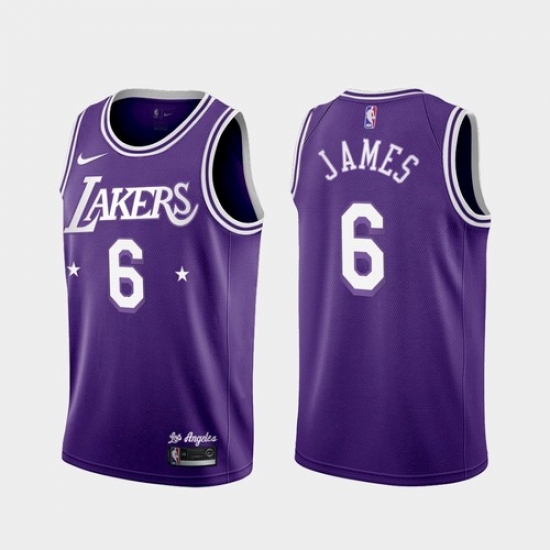Men Los Angeles Lakers LeBron James #6 Jersey Purple City 2021-22 Men Los Angeles Lakers LeBron James #6 Jersey Purple City 2021-22