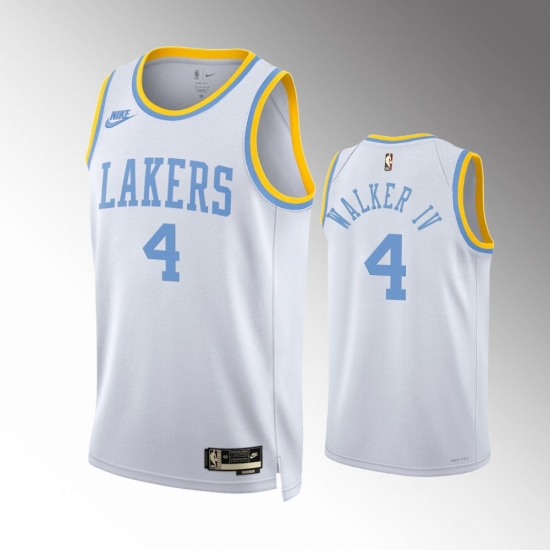 Men Los Angeles Lakers Lonnie Walker IV #4 White Stitched Basketball Jersey Men Los Angeles Lakers Lonnie Walker IV #4 White Stitched Basketball Jersey