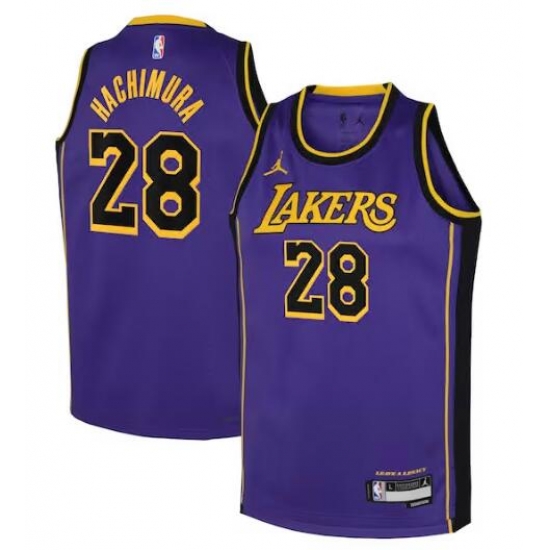 Men Los Angeles Lakers Rui Hachimura #28 Purple Stitched NBA Jersey Men Los Angeles Lakers Rui Hachimura #28 Purple Stitched NBA Jersey