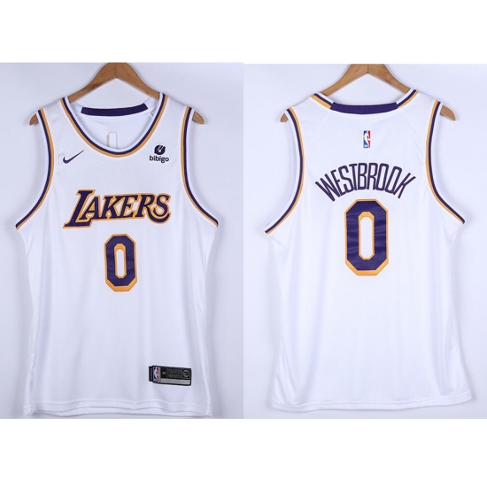 Men Los Angeles Lakers Russell Westbrook 0 White 75th Anniversary White Nike Stitched Jersey Men Los Angeles Lakers Russell Westbrook 0 White 75th Anniversary White Nike Stitched Jersey
