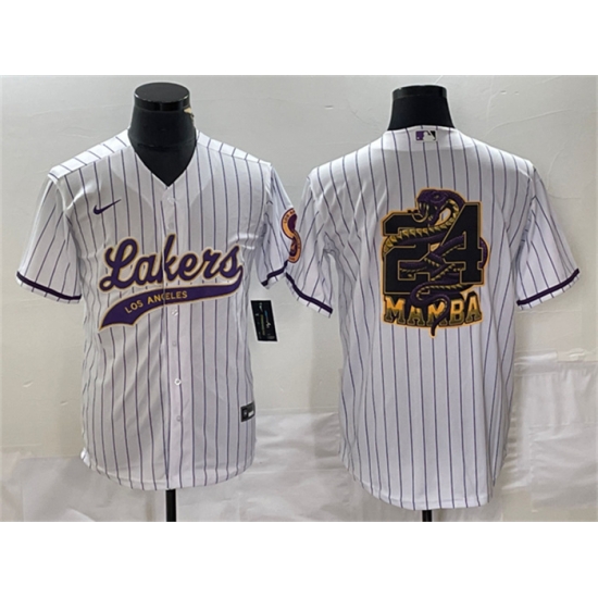 Men Los Angeles Lakers White 24 Mamba Big Logo Cool Base Stitched Baseball Jerseys Men Los Angeles Lakers White 24 Mamba Big Logo Cool Base Stitched Baseball Jerseys