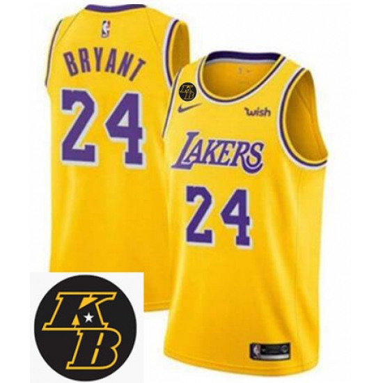 Men Nike 2020 Los Angeles Lakers 24 Kobe Bryant Yellow Stitched Swinman NBA stitched KB patch Jersey Men Nike 2020 Los Angeles Lakers 24 Kobe Bryant Yellow Stitched Swinman NBA stitched KB patch Jersey
