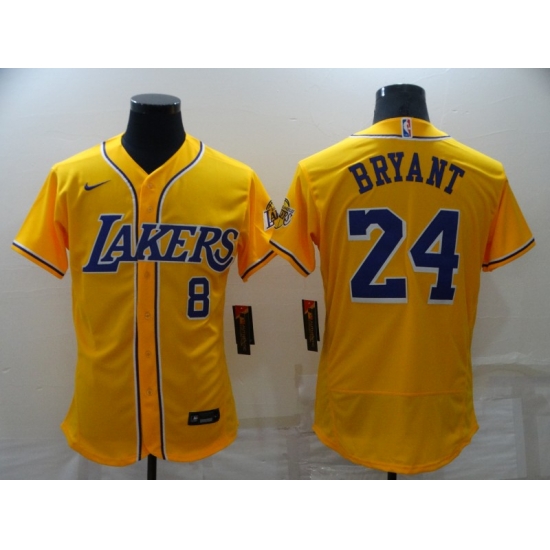Men Nike Los Angeles Lakers #8 Kobe Bryant Yellow Baseball Flex Base Jersey Men Nike Los Angeles Lakers #8 Kobe Bryant Yellow Baseball Flex Base Jersey