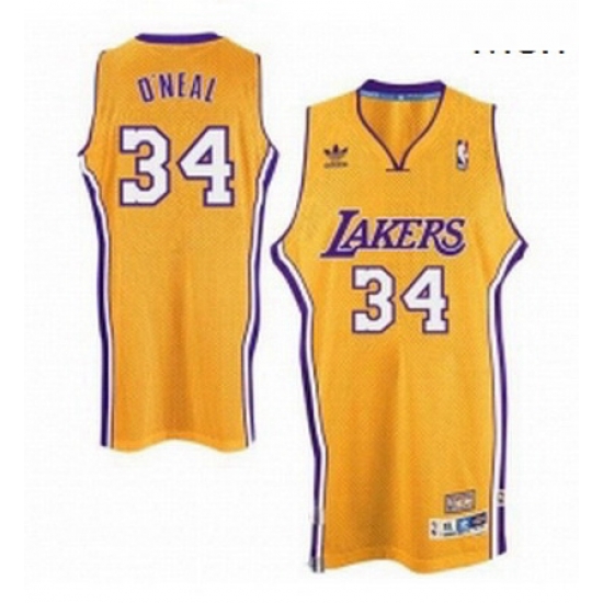 Mens Adidas Los Angeles Lakers 34 Shaquille ONeal Swingman Gold Throwback NBA Jersey Mens Adidas Los Angeles Lakers 34 Shaquille ONeal Swingman Gold Throwback NBA Jersey