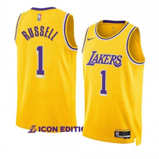 Men's Los Angeles Lakers #1 D’Angelo Russell Yellow Stitched Basketball Jersey Men's Los Angeles Lakers #1 D’Angelo Russell Yellow Stitched Basketball Jersey