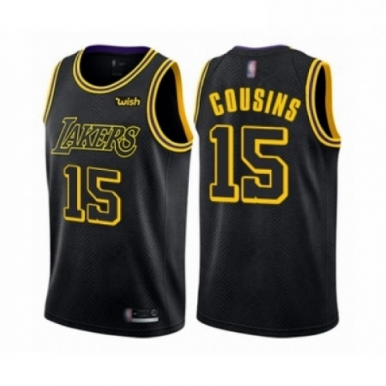 Mens Los Angeles Lakers 15 DeMarcus Cousins Swingman Black City Edition Basketball Jersey Mens Los Angeles Lakers 15 DeMarcus Cousins Swingman Black City Edition Basketball Jersey