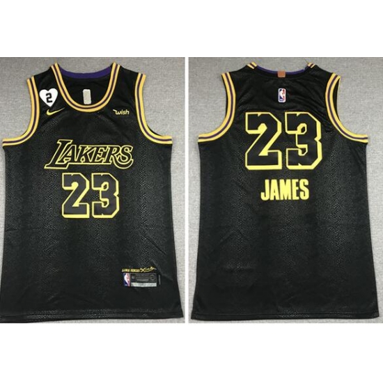 Men's Los Angeles Lakers #23 LeBron James 2020 Black City Edition With GiGi Patch Stitched NBA Jersey Men's Los Angeles Lakers #23 LeBron James 2020 Black City Edition With GiGi Patch Stitched NBA Jersey