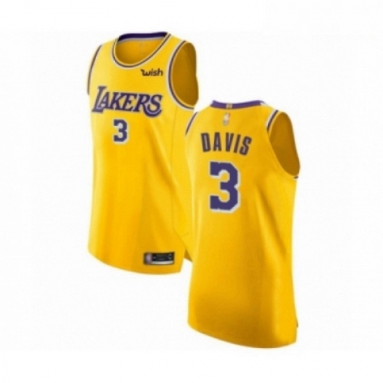 Mens Los Angeles Lakers 3 Anthony Davis Authentic Gold Basketball Jersey Icon Edition Mens Los Angeles Lakers 3 Anthony Davis Authentic Gold Basketball Jersey Icon Edition