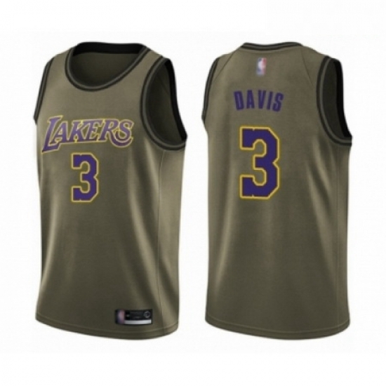 Mens Los Angeles Lakers 3 Anthony Davis Swingman Green Salute to Service Basketball Jersey Mens Los Angeles Lakers 3 Anthony Davis Swingman Green Salute to Service Basketball Jersey