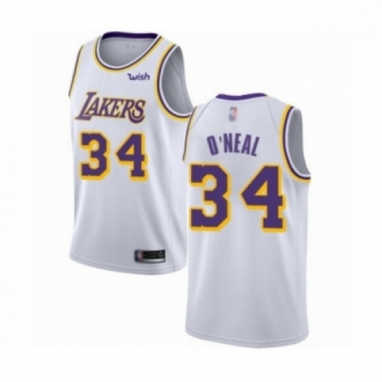 Mens Los Angeles Lakers 34 Shaquille ONeal Authentic White Basketball Jerseys Association Editi Mens Los Angeles Lakers 34 Shaquille ONeal Authentic White Basketball Jerseys Association Editi