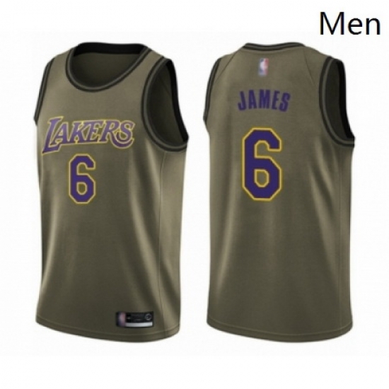 Mens Los Angeles Lakers 6 LeBron James Swingman Green Salute to Service Basketball Jersey Mens Los Angeles Lakers 6 LeBron James Swingman Green Salute to Service Basketball Jersey