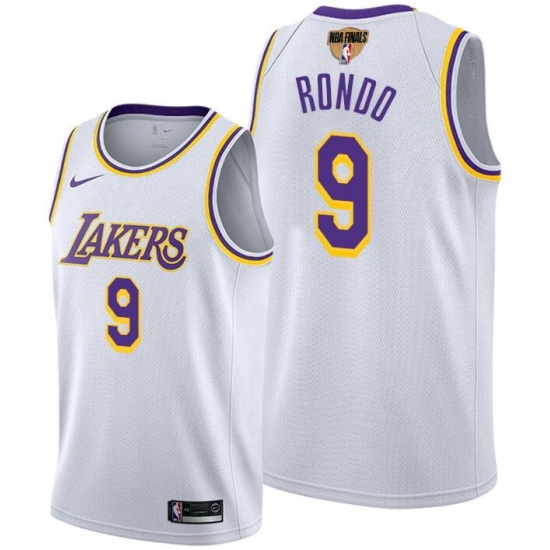 Men's Los Angeles Lakers #9 Rajon Rondo 2020 White Finals Stitched NBA Jersey Men's Los Angeles Lakers #9 Rajon Rondo 2020 White Finals Stitched NBA Jersey