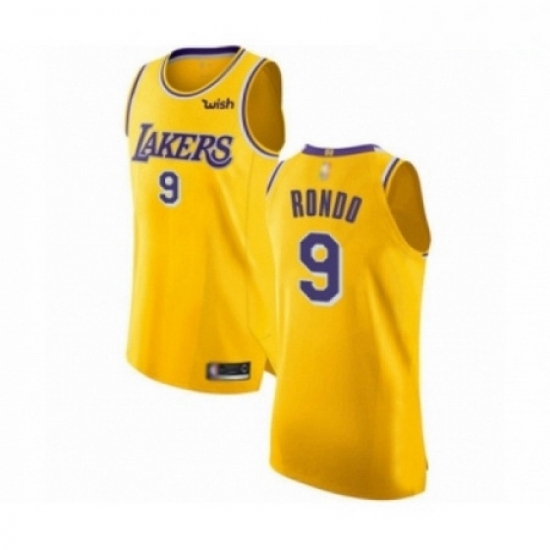 Mens Los Angeles Lakers 9 Rajon Rondo Authentic Gold Basketball Jersey Icon Edition Mens Los Angeles Lakers 9 Rajon Rondo Authentic Gold Basketball Jersey Icon Edition
