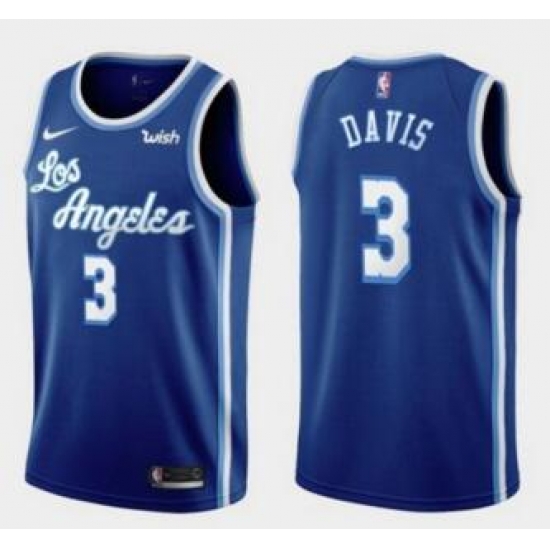 Men's Los Angeles Lakers Anthony Davis 2020 Classics Blue Jersey Men's Los Angeles Lakers Anthony Davis 2020 Classics Blue Jersey