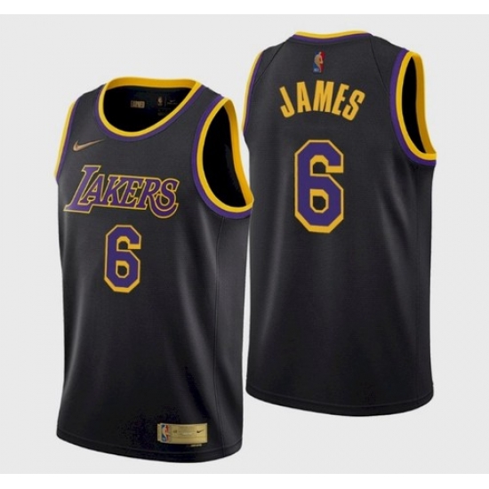 Men's Los Angeles Lakers LeBron James #6 Jersey Black Earned 2021-22 Men's Los Angeles Lakers LeBron James #6 Jersey Black Earned 2021-22