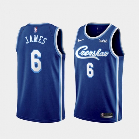 Men's Los Angeles Lakers LeBron James #6 Jersey Blue Crenshaw 2021-22 Men's Los Angeles Lakers LeBron James #6 Jersey Blue Crenshaw 2021-22