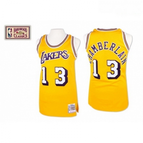 Mens Mitchell and Ness Los Angeles Lakers 13 Wilt Chamberlain Authentic Gold Throwback NBA Jersey Mens Mitchell and Ness Los Angeles Lakers 13 Wilt Chamberlain Authentic Gold Throwback NBA Jersey