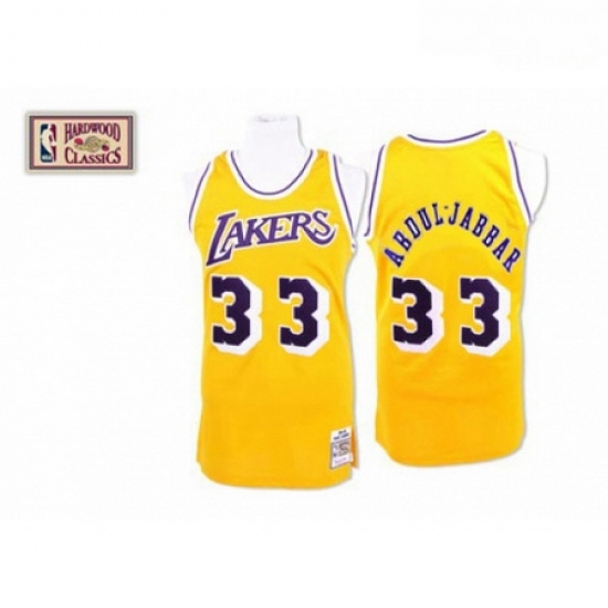 Mens Mitchell and Ness Los Angeles Lakers 33 Abdul Jabbar Authentic Gold Throwback NBA Jersey Mens Mitchell and Ness Los Angeles Lakers 33 Abdul Jabbar Authentic Gold Throwback NBA Jersey